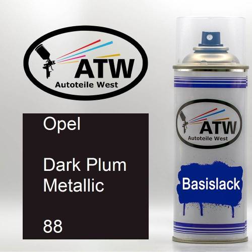 Opel, Dark Plum Metallic, 088: 400ml Sprühdose, von ATW Autoteile West.